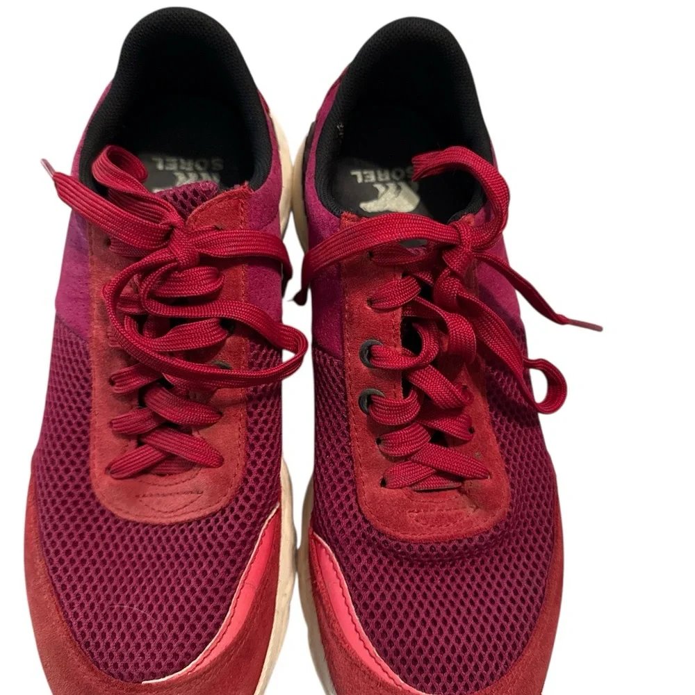 Sorel Kinetic Impact Sneakers Size‎ 9 Suede Mesh Upper Red Pink Athleisure